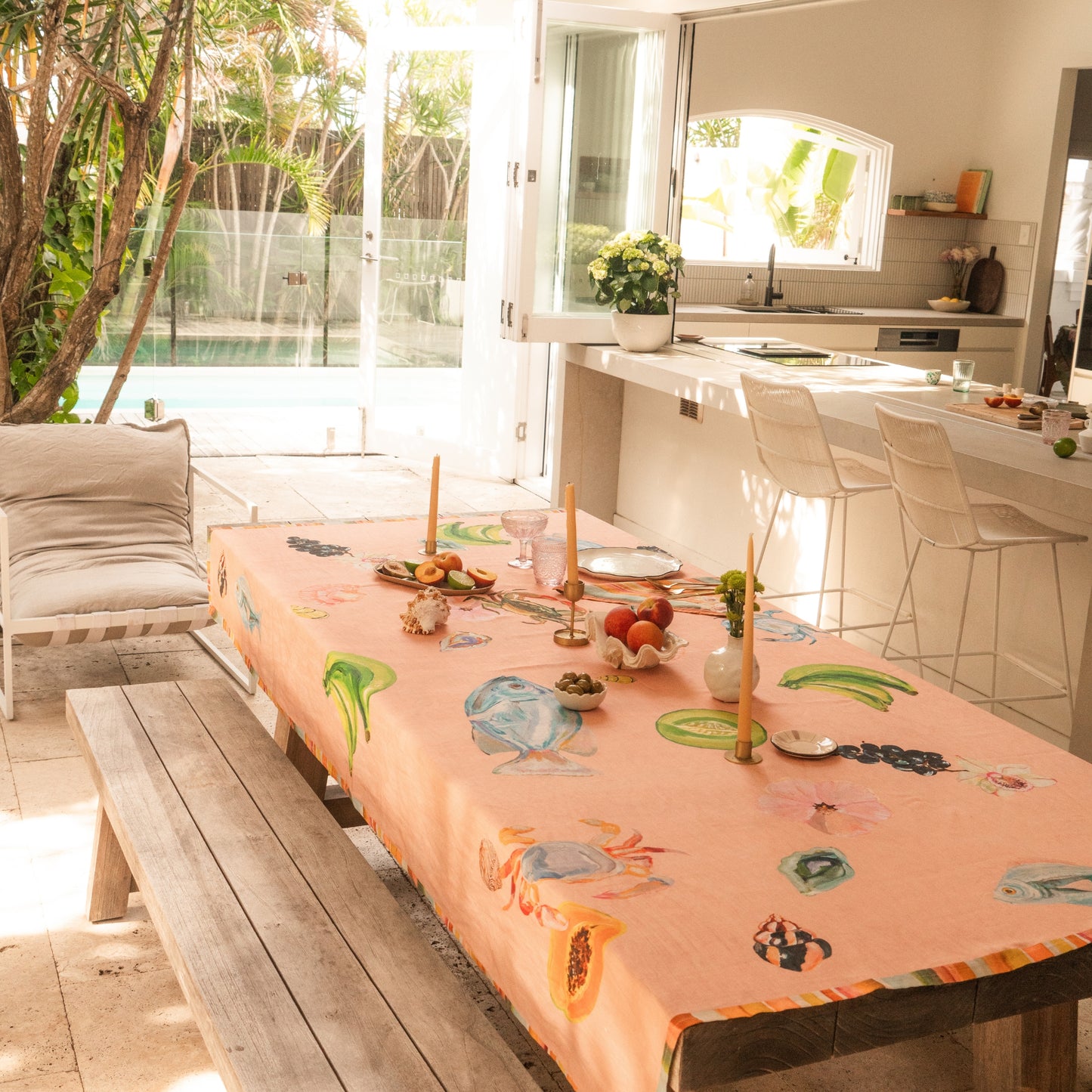 Annie Everingham Tablecloth - Pastel Sea